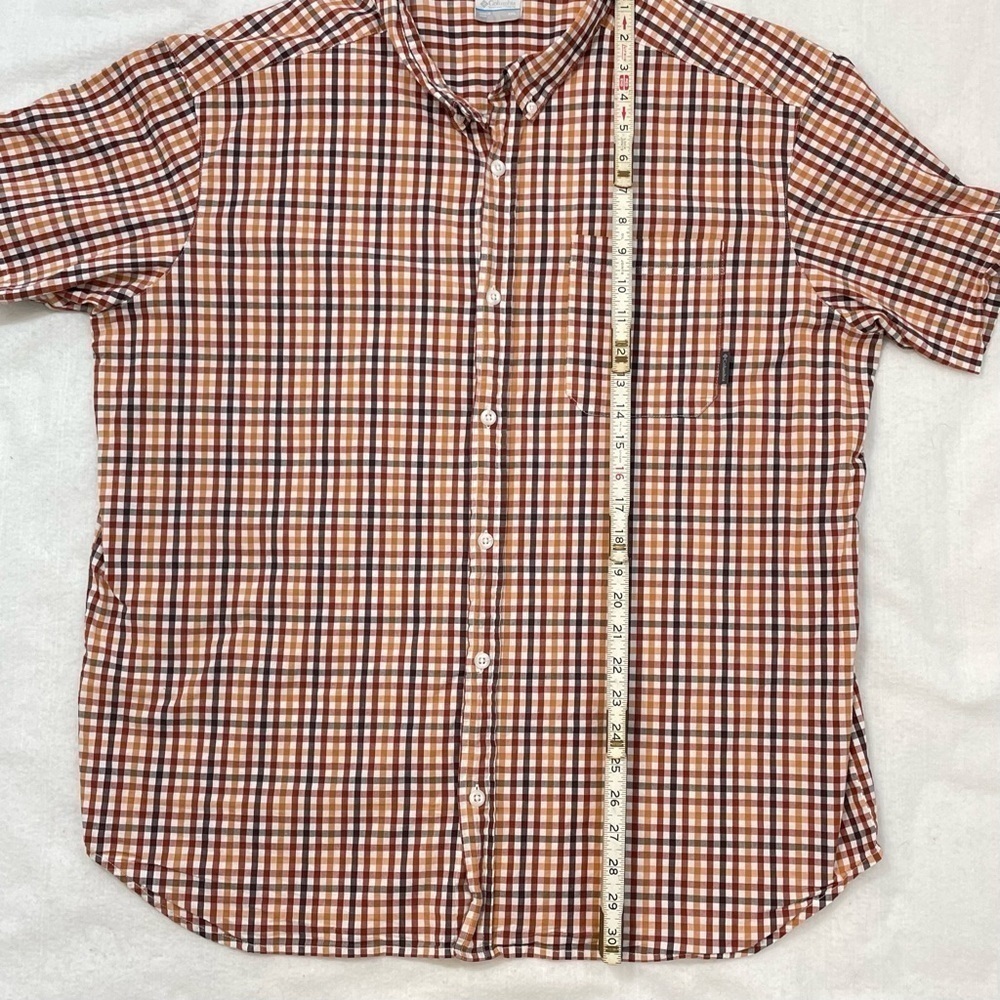 Columbia brown/rust plaid outdoor short sleeve shirt dry wicking outdoor Sz XXL  - Picture 4 of 5